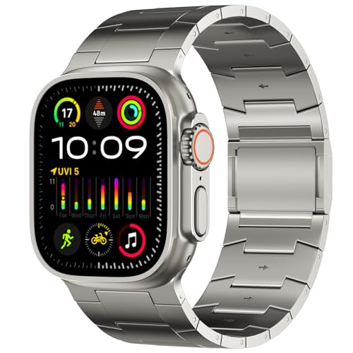 ACESTAR Full Titanium Band Compatible with Apple Watch Ultra 3/2/1 49mm/ Series 10 46mm, 26mm Wide Adjustable Links with Titanium Magnetic Clasp Connectors and DLC Coating by ACESTAR - Used condition - Image 4