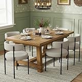 Forsalund Faux Leather Dining Chairs Set of 6, Upholstered Kitchen and Dining Room Chairs, Mid-Century Modern Dining Chairs with Round Back and Black Metal Legs, Vegan Leather, Grey