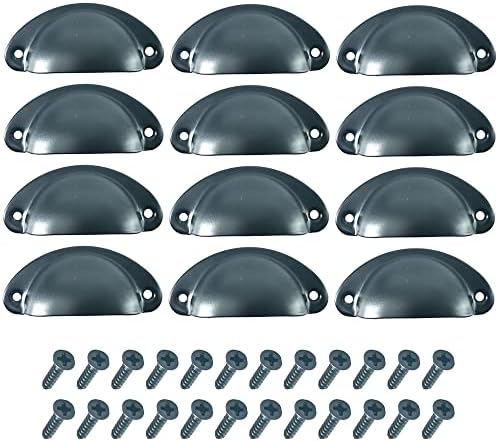 PENIKOKO 2er Set Vintage Muschelgriffe Gusseisen - Weiße Schubladengriffe Rostresistent