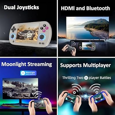 RG40XX H Retro Handheld Game Console 4-inch 640*480 IPS Screen 3200mAh Built-in 64G TF Card Supports Multiple Simulators Linux System with Screen Protector (Gery-64G)