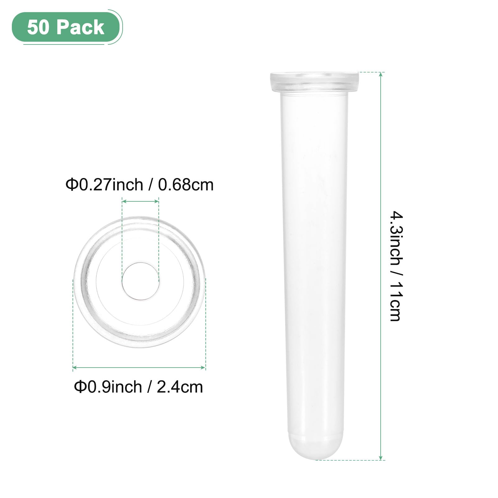 M METERXITY 50-Pack Floral Water Tubes, 4.3 Inch / 11cm Plastic Flower Tubes with Caps for Flower Arrangements - Image 3
