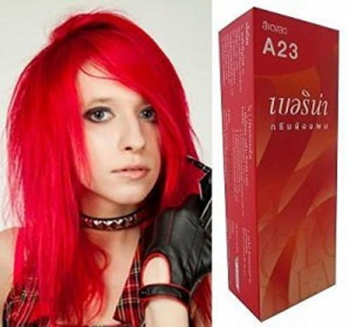 Permanent Hair Dye Color Cream Berina Hair Color Cream Bright Red Color A23 Free Gloves