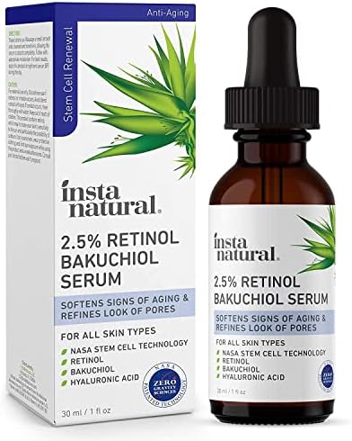 Retinol and Bakuchiol Serum, Anti Aging Serum with Hyaluronic Acid, Niacinamide and Squalane, Wrinkle and Discoloration Correcting Serum