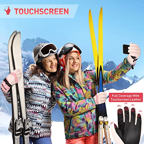 WOLFILIST Ski Gloves for Women,Waterproof Windproof 3M Thinsulate Insulated Snow Gloves,Touchscreen Winter Gloves for Skiing Snowboarding Hiking Outdoor Sports & Work(Pink,Medium) by WOLFILIST - Image 5
