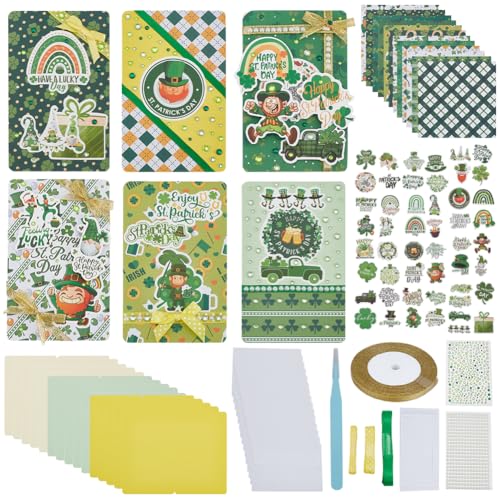 WEBEEDY 15 conjuntos de kits de cartões de São Patrício DIY para adultos, 3 cores, kits de cartões e