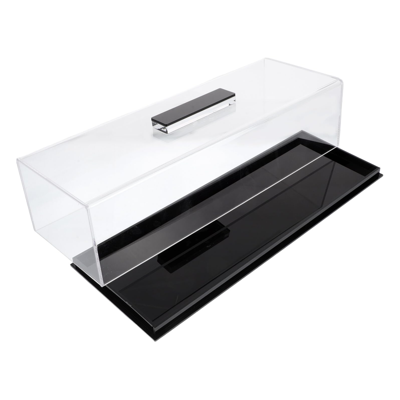 Soporte Rectangular para Pasteles con Tapa Transparente Bandeja Acrílica Multifuncional para Postres y Pan Base Negra Exhibidor Portátil para Cocina y Repostería