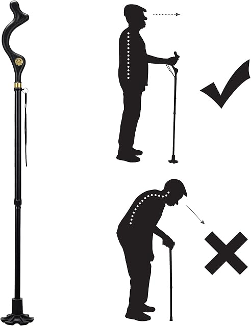 Rozhuhro Collapsible Posture Walking Cane, Adjustable and Folding Walking Stick for Men Women Elderly, Portable Durable Upright Walking Sticks with Non-Slip Base For Daily Walking and Travel
