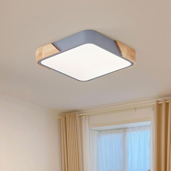 CSSYKV Metalen Macaron Plafondlamp Armatuur LED-plafondlampen Houten Decoratiepaneel Licht Plafondverlichtingsarmaturen Moderne Ultradunne Lamp Vierkante Slaapkamer Gangpad Balkon Veranda Woonkamer photo 2