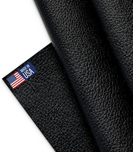 Marine Faux Leather Vinyl, Upholstery Outdoor Boat Automotive, DIY and Crafting Pleather - Fabric by The Yard (Black)
