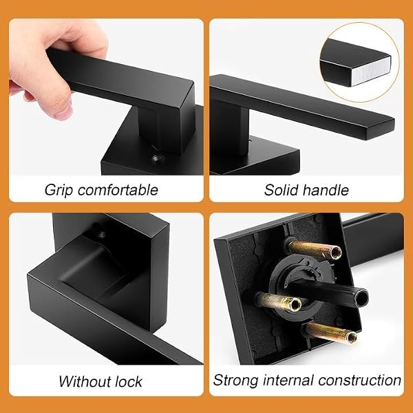 Probrico 8 Pack| Matte Black Passage Levers for Hall and Closet, Square Heavy Duty Interior Keyless Door Handles, Reversible for Left Right Sided Doors by Probrico - Image 8