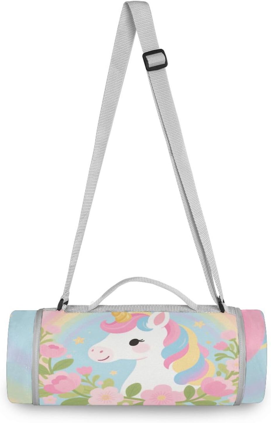 Round Outdoor Blankets - Fits 2 Adults, Summer Accessories Cute Hiking Blanket for Beach Mat or Family Outdoor Camping Party 58 in (Cute Cartoon Unicorns)