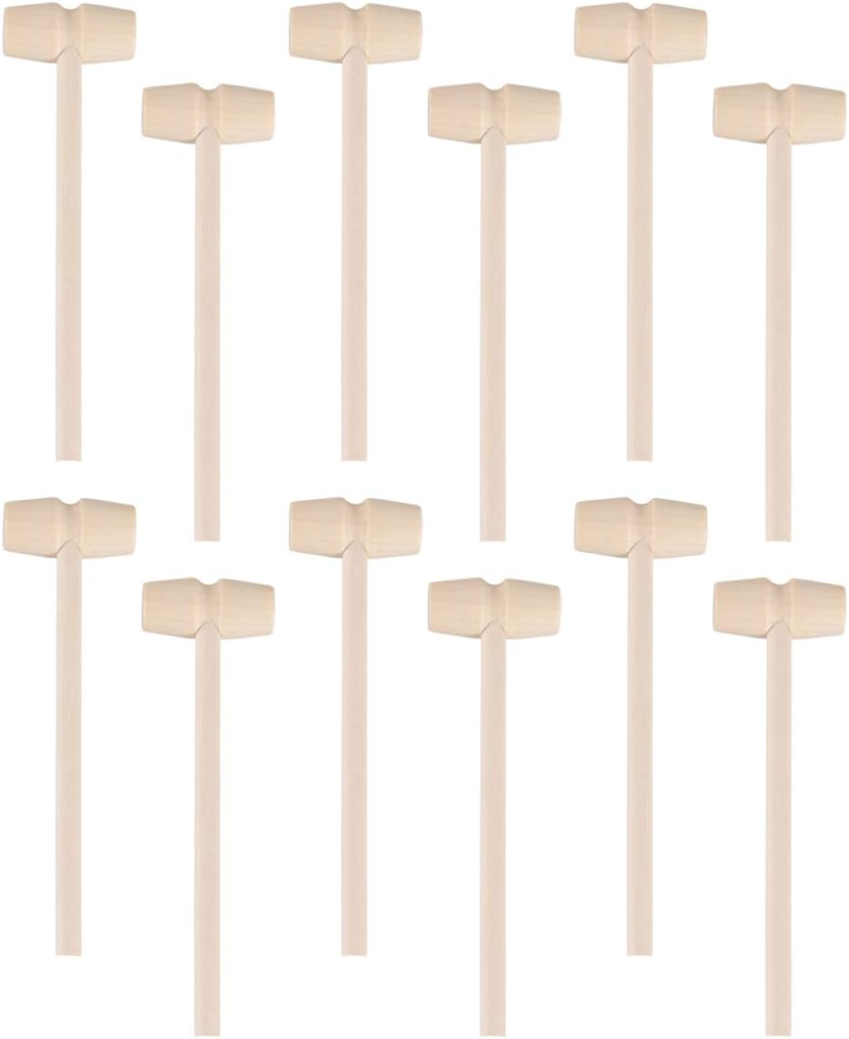 Kid Mini Wooden Mallet Toy Solid Wood Small Hammer for Toddlers Early Development Hammering Activity Toy for Boys and Girls 6-Inch Durable Mallet for Hand-Eye Coordination