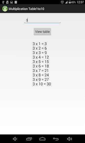 Multiplication Table1to10