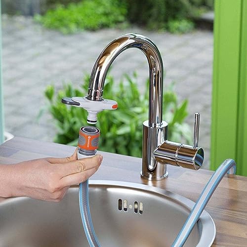 Gardena przyłącze kranowe do kranów wewnętrznych: przyłącze do kranów wewnętrznych, w komplecie adapter do perlatora, klucz do łatwego montażu, do kuchni i łazienki (18210-20)