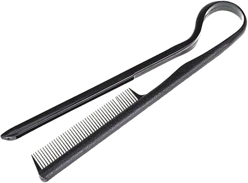 V-Shaped Hair Straightening Hairpin & Finishing Comb, Black Styling Tool