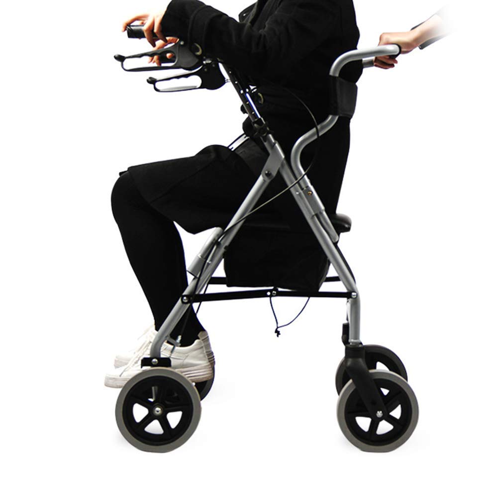 Telaio da Passeggio Leggero in Alluminio Pieghevole Walker Drive Carrello a 4 Ruote con Supporto per la Mobilità del Sollevatore per Le Gambe del Sedile