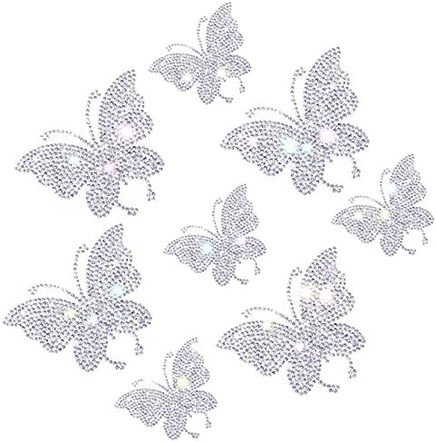 8 Pcs Rhinestone Butterfly Stickers Bling Crystal Butterfly Car Decals Stickers for Women Bling Butterfly Car Accessories Decor (AB Color)