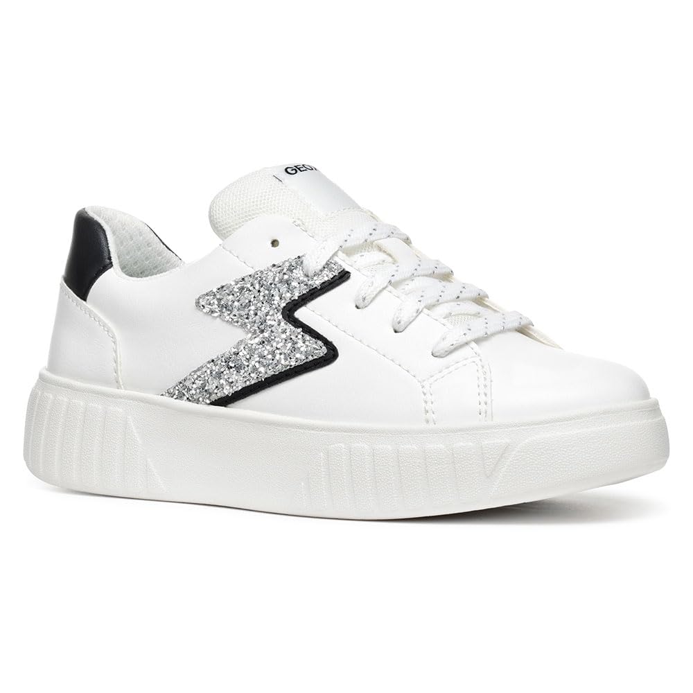 Geox J MIKIROSHI Girl A, Girls’ Sneaker, White/Silver,