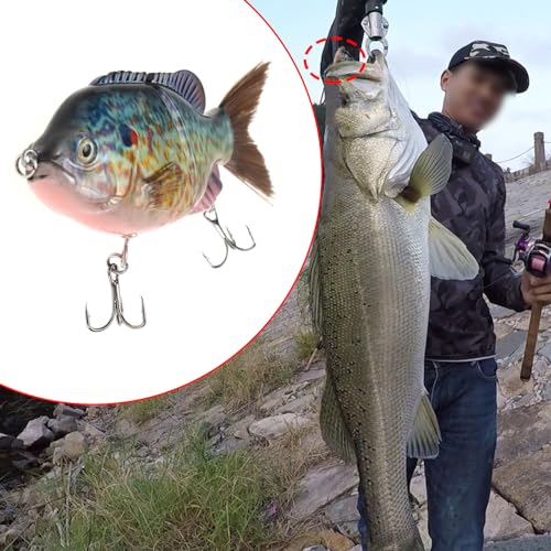 Leurre de pêche Bluegill Glide 125mm en ABS robuste à action de nage réaliste à 2 sections