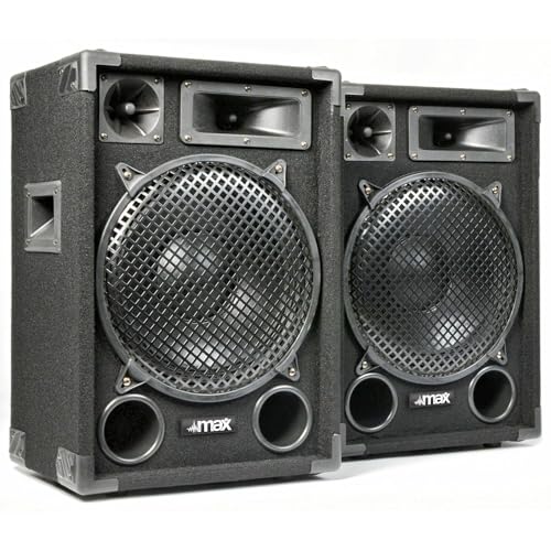 MAX12 Altavoz Pasivo 12” – Woofer Potente, Motor de Compresión, Caja Madera Resistente, Entrada Jack y Bornera, Montaje en Trípode, Ideal para DJs, Eventos, Móviles o Fijos