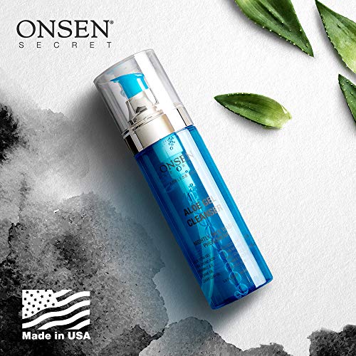 Onsen Japanese Aloe Vera Face Wash - Premium Nightly Facial Cleanser for Makeup Removal, Heals Dry & Sensitive Skin, Hyaluronic Acid, Curry Leaf Oil, Vitamin C & E, Gel Cleanser - 5.6 fl oz/165 ml - Thumbnail 6