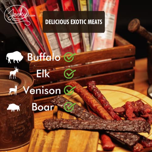 Exotic Jerky Gift Basket - Wild Game Snack Sticks Gift Bag - Venison, Elk, Bison, Wild Boar - Exotic Meat Is The Main Ingredient - High Protein, Great Gift Idea For Men (12 Stick Assortment) #TOP1