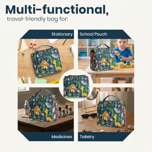 Image of Foldable Travel Kit | Multipurpose All-in-One Compact, Durable, Lightweight, Waterproof, Bag | Travel Friendly Pouch Ideal for Diaper, Medicines, Accessory & Toiletry (Animal Print)