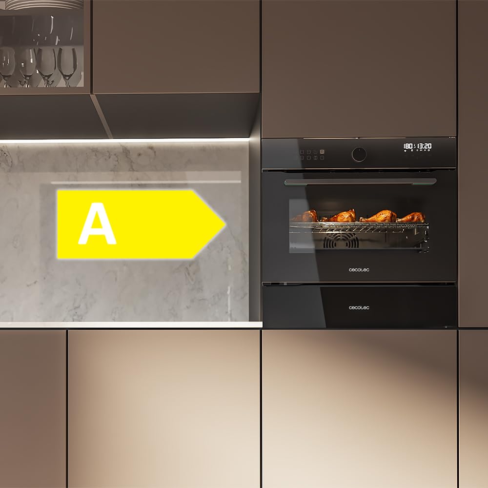 Cecotec Forno da ncasso Multifunzione 53L - Friggitrice ad Aria - Bolero Hexa AF314500 Glass Black A. 2900W, 11 Funzioni, Airfryer Master, Pizza Master, Basso Consumo, Facile Pulizia