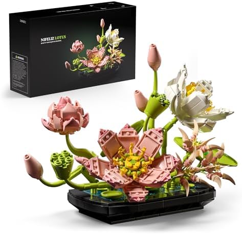 Nifeliz Lotus Flower Building Set for Adults, Botanical Decoration for Table or Office, A Nature-Inspired Gift for Plant Lovers and Garden Enthusiasts (506 PCS, NF10334)