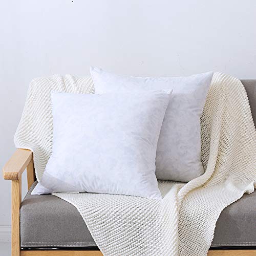 DOWNCOOL 100% Cotton Stuffer Throw Pillow Insert, Square Down and Feather Filled Decorative Bed Sofa Insert, 18x18 Inch, White - Thumbnail 6