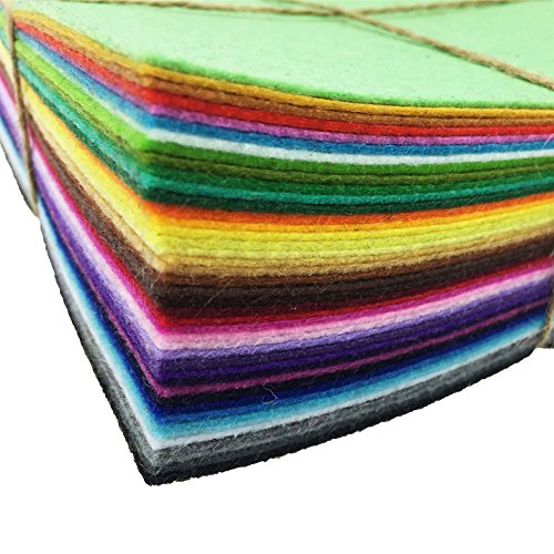 42pcs 6 x 6 inches (15cm x 15cm) Felt Fabric Sheet Assorted Color Felt Pack DIY Craft Squares Nonwoven