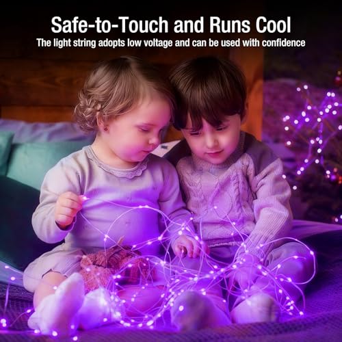 Image of 12 Pack Fairy Lights Battery Operated - 7ft 20 Led Twinkle Lights 3 Modes, Bulk Mini String Lights Waterproof for Halloween Holiday Mason Jars DIY Party Decoration Christmas-Purple