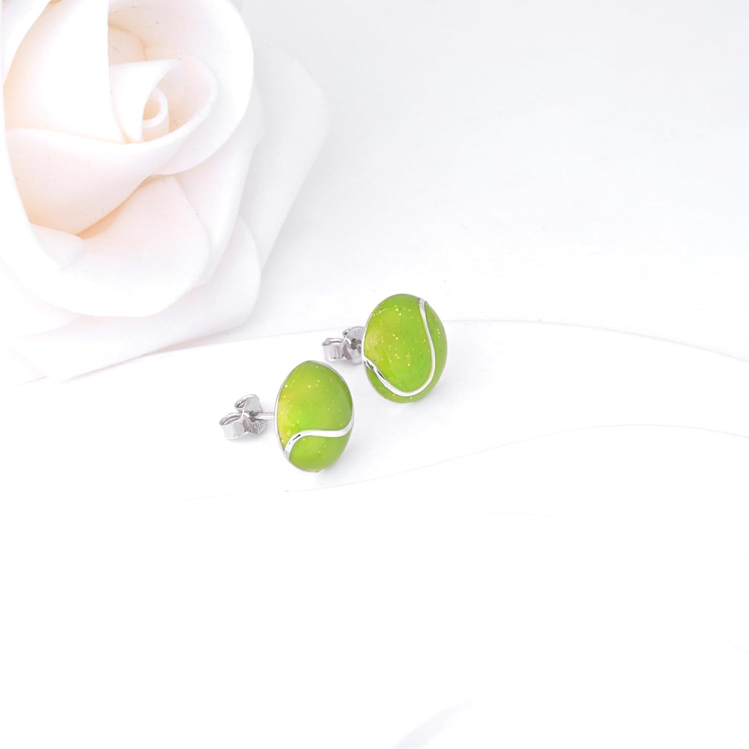 925 Sterling Silver Ball Earrings Glitter Volleyball/Soccer/Football/Basketball/Baseball Earrings Sports Jewelry for Women Gifts Player Lover Hypoallergenic