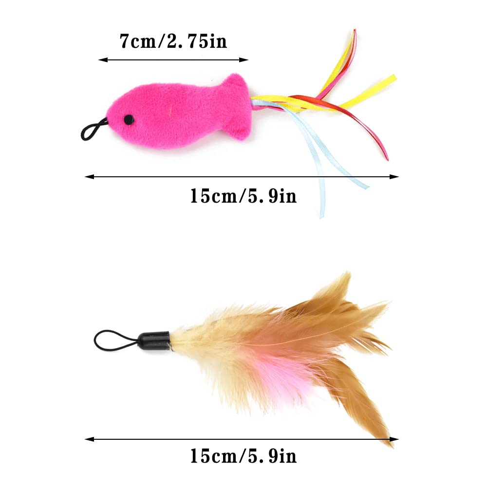 6 Pcs Cat Toy Teaser Wand Replacement Head Feather Fish Shape Cat Toy Feather Stick Wand Replacement Head Feather Replacement Cat Catcher Toy for Cat Toy Replacement - Image 4