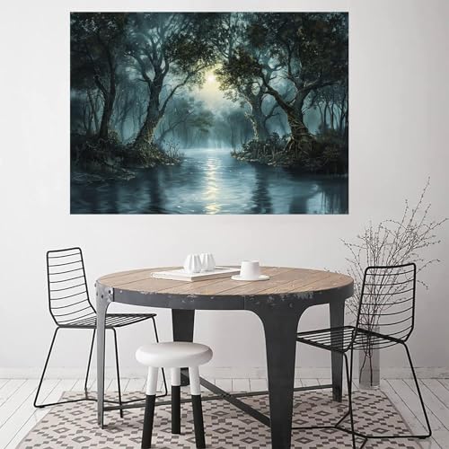 Impression sur toile paysage de lac forestier WODJEM déco murale 70x100cm - 2