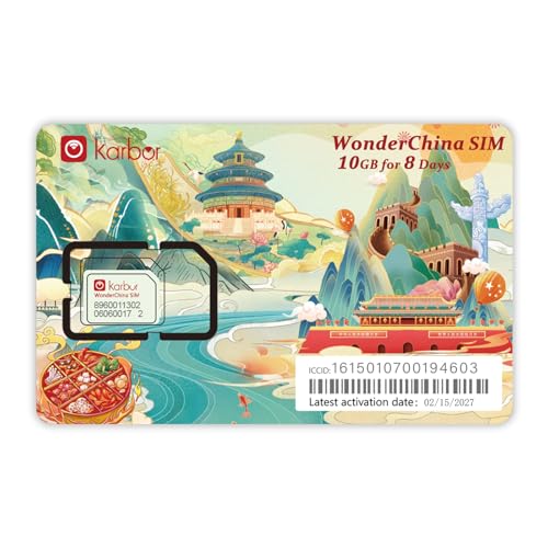 SIM-Karte nur für Daten in China – Festlandchina, Macau sowie Hongkong | 10 GB für 8 Tage / 30 GB für 30 Tage | 5G/4G High-Speed-Internet-Daten, unbegrenzter Internetzugang