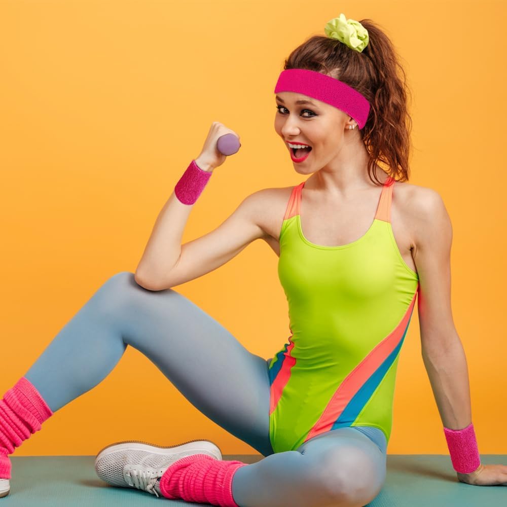 Boland - Set De Entrenamiento Para Niños, Verde-morado, Mono Años 80 Y Cinta Para El Sudor De 3 Piezas, Bad Taste, Disfraz, Carnaval, Fiesta De Disfraces