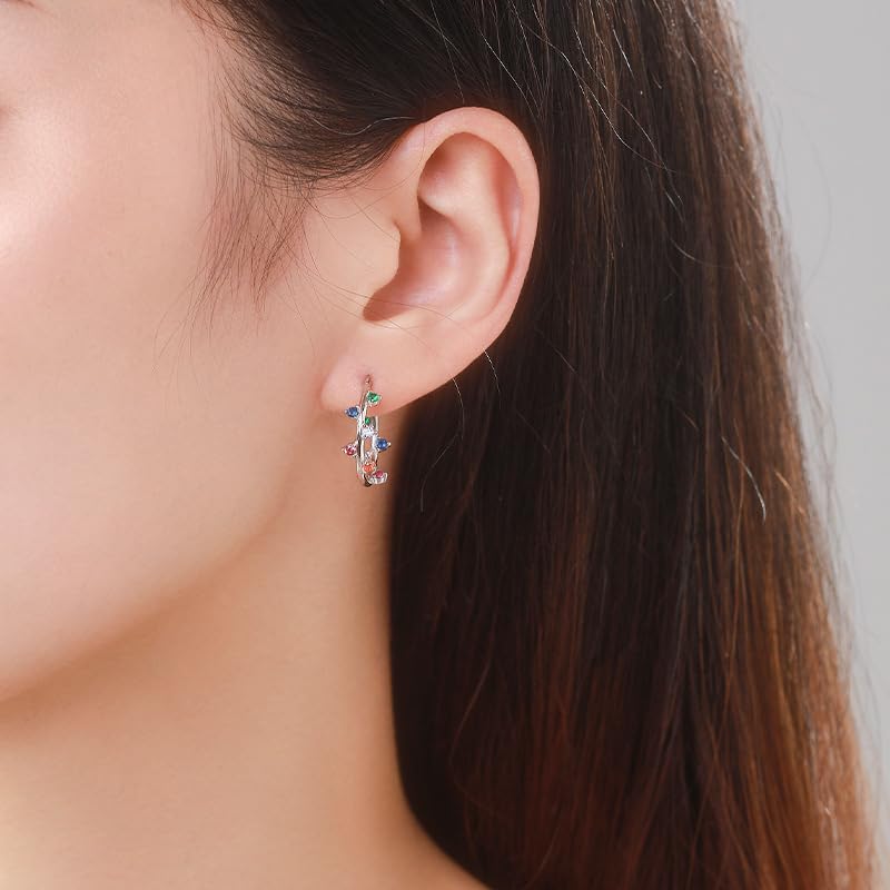 Orecchini ovali colorati Orecchini da donna in argento sterling 925 Gioielli con intarsio celeste da indossare tutti i giorni Un regalo per lei