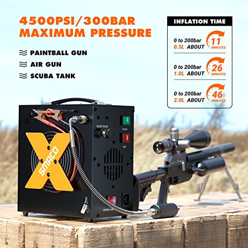 Pcp Air Compressor 4500Psi/30Mpa High Pressure Air Compressor For Paintball/Scuba Tank, Oil-Free & No-Noise & Auto-Shut Off Air Compressors For Air Rifle/Pcp Air-Gun, Powered By 12V Dc Or 110V-220V Ac #TOP2