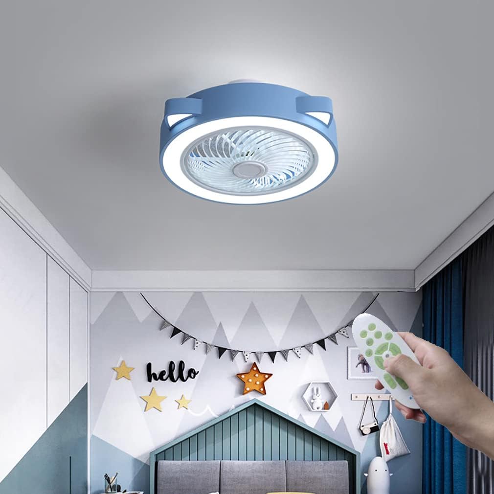 YUEGOO Ceiling Fans with Lamps,Ceiling Fans with Lights, Modern Led Dimmable Kids Fan Lamp with Remote Control 3 Gears Adjustable Fan Lights for Indoor Lounge Bedroom Living Room Dining Room