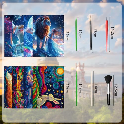 Scratch Art kit de 8 notes lumineuses arc-en-ciel avec outils de grattage - 3