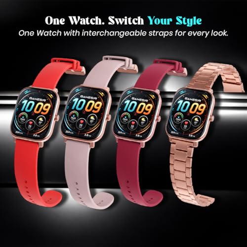 Image of GameSir H9 Gold Dial Smartwatch Combo, 4 Straps, 2.01'' HD Display, Bluetooth Calling, IP67, Crown Control, Fitness Tracker with Heart Rate & SPO₂, 100+ Sports Modes for Men & Women (Gold Dial)