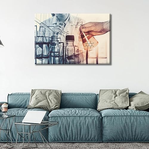 Image of Scientists and Scientific Experiments Wall Art for Living Room Laboratory Glassware Containing Wall Painting 1 Panels Framed Wall Art Giclee Print Gallery Packaging Artwork Ready to Hang (24 inch Wx36 H)