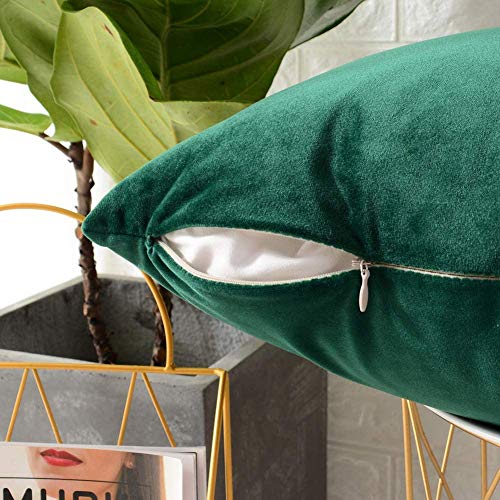 Image of Modern Homes (Pack of 2) Velvet Cushion Covers Plain Sofa Cushion Covers Pillow Covers for Living Room and Bedroom (16x16 inches, Dark Green)