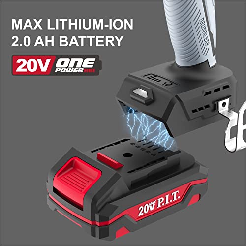 P.i.t. 20V Cordless Compact Wrench Kit,1/2 In. Brushless Impact Power Wrench Gun With 1/4 In. Power Drill Driver Functions-Li-Ion Battery,Charger,Sockets & Drill Driver Bits #TOP5
