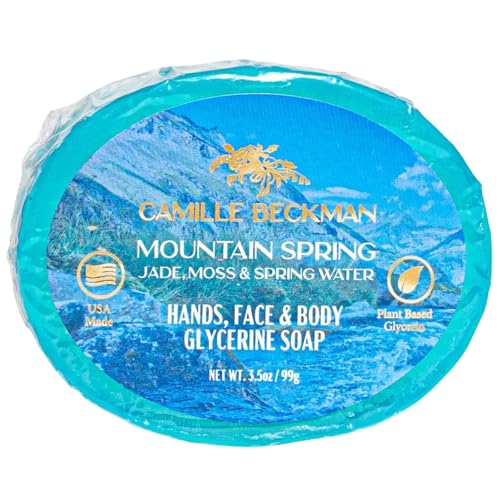 Camille Beckman, Mountain Spring Scented Glycerine Bar Soap for Hands, Face and Body, 3.5 Ounce