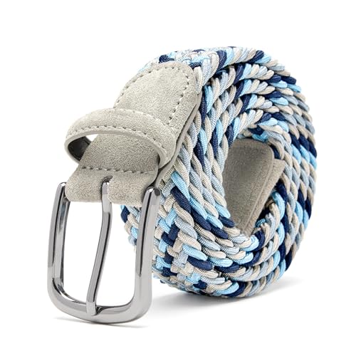Men's Stretch Braided Elastic Belt for Casual Golf Jeans Dresses with Multicolored 1 3/8
