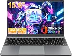 15.6" FHD Laptops with AI Assistant Included, Quad-Core Processor(Beat Celeron 5205U), 1 Year Office 365, 6GB RAM 128GB SSD, 180°Rotating, USB-C, 53.2Wh, 1920x1080, for Business and Student