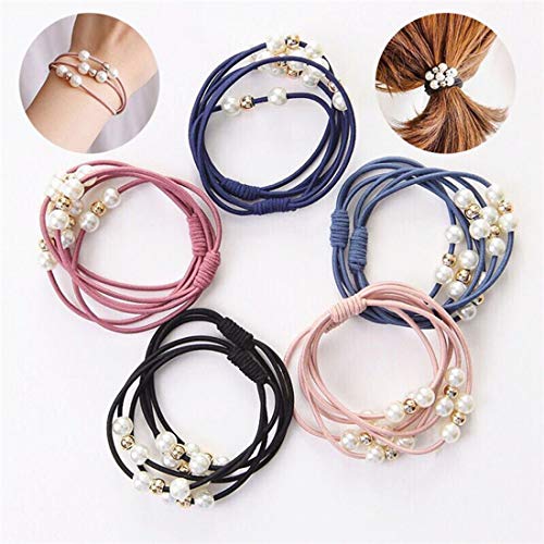 Smileao 10PCS Pearl Elastic Hair Bands multilayer hair ring Ponytail Holder Headband Rubber Band for women girls Hair Accessories