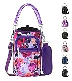 AceTreker Neoprene 64/87/128 oz Water Bottle Sleeve with 2 Pockets, Paracord Handle, Half/One Gallon Metal Water Flask Holder Pouch with Adjustable Strap for Walking, Hiking, Camping-Purple Peony